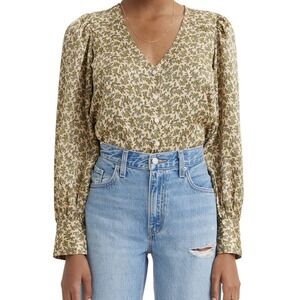 Levis‎ Women's "Kit" Top Shirt Size XS Floral Puff Sleeves Romantic Cottagecore